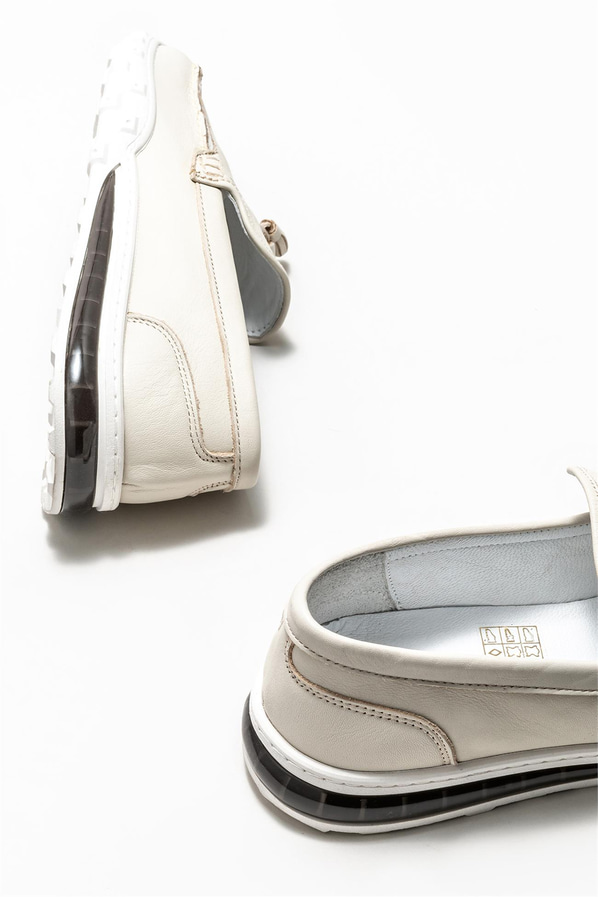 Ekru deri erkek günlük ayakkabı, günlük kullanım için - Elle Shoes