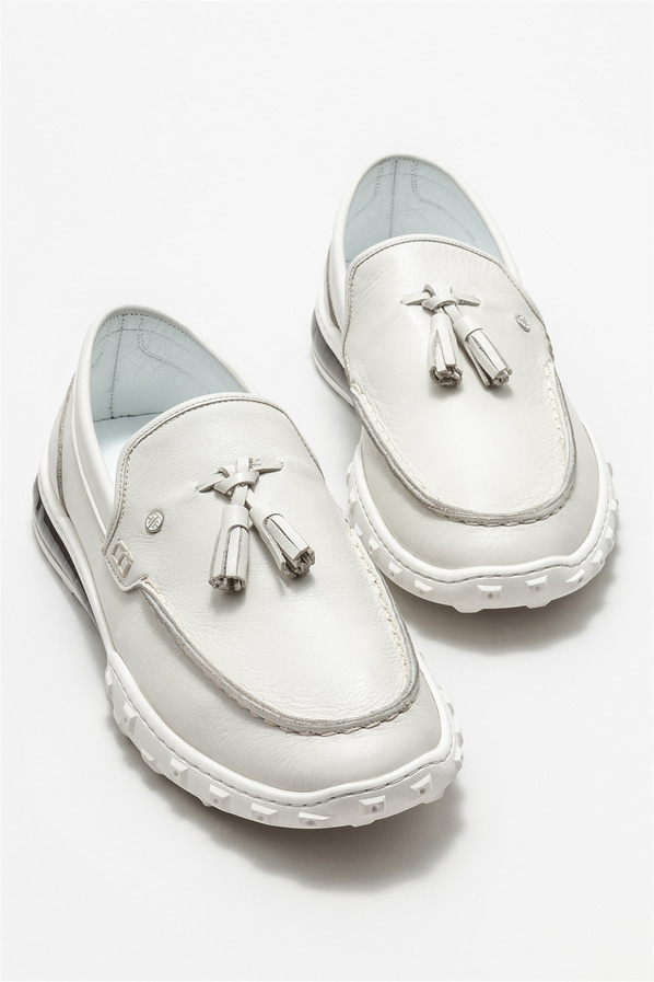 Ekru deri erkek loafer - Elle Shoes