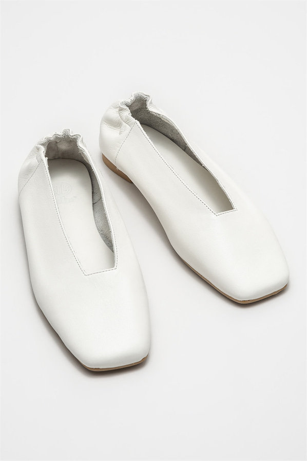 Ekru deri kadın babet - Elle Shoes