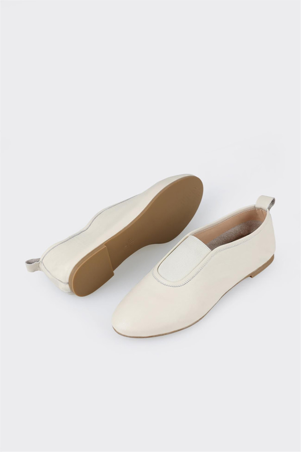 Ekru deri kadın babet - Elle Shoes