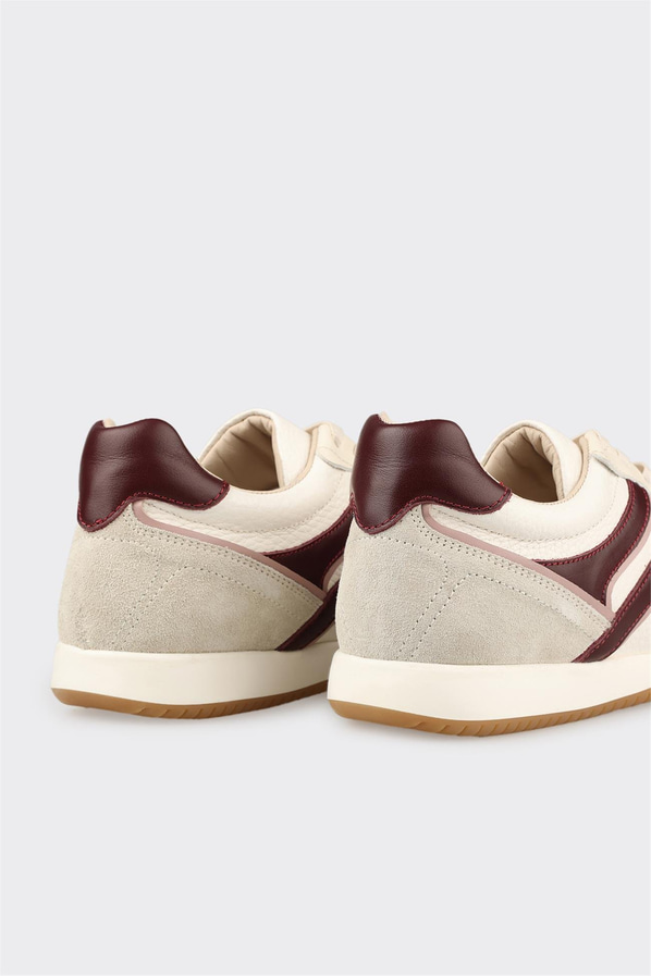 Ekru Deri Kadın Spor Ayakkabı