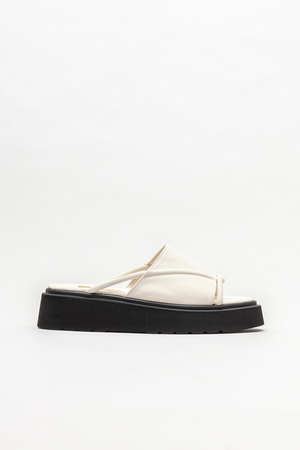 Ekru dolgu topuklu kadın terlik - Elle Shoes