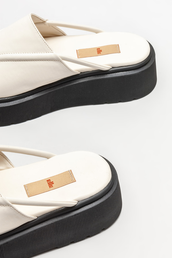 Ekru dolgu topuklu kadın terlik - Elle Shoes