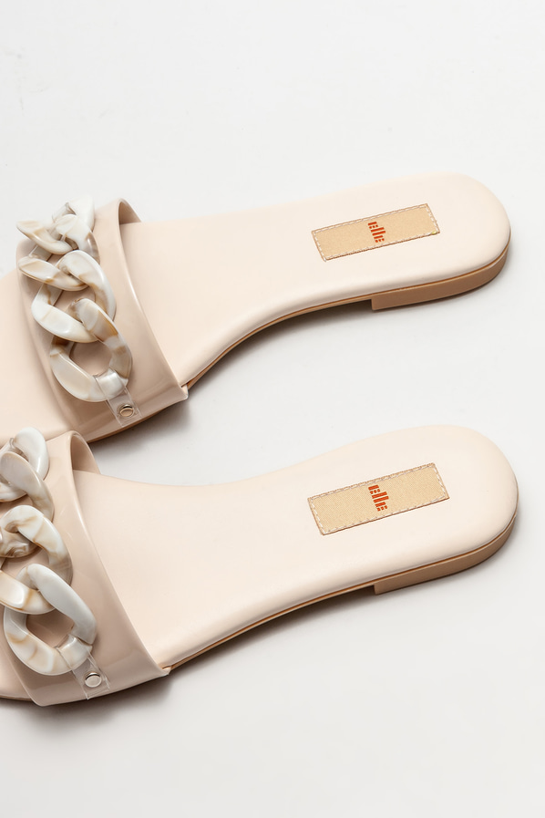 Ekru düz kadın terlik - Elle Shoes
