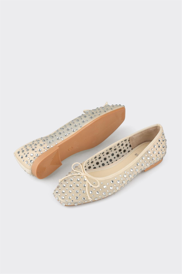 Ekru tekstil kadın babet, rahat kullanım için - Elle Shoes