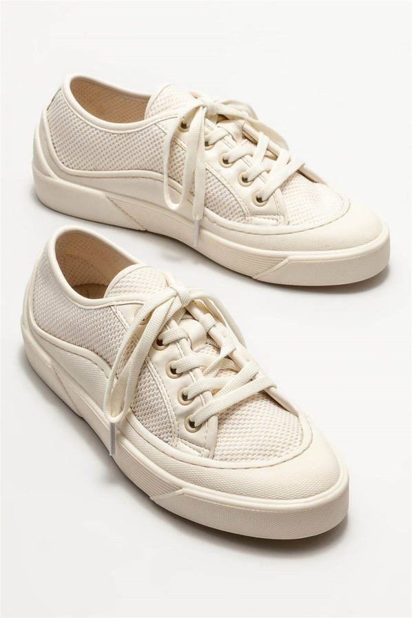 Ekru kadın spor ayakkabı - Elle Shoes