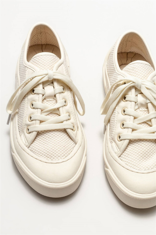 Ekru kadın spor ayakkabı - Elle Shoes