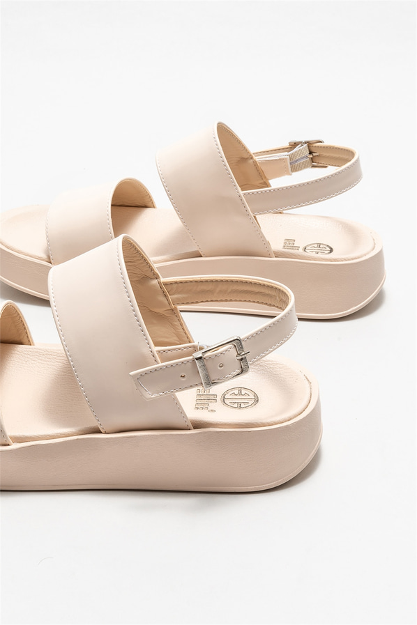 Ekru kadın sandalet - Elle Shoes