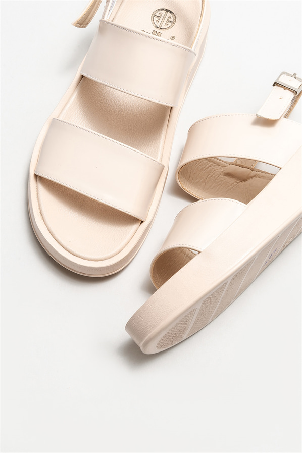 Ekru kadın sandalet - Elle Shoes