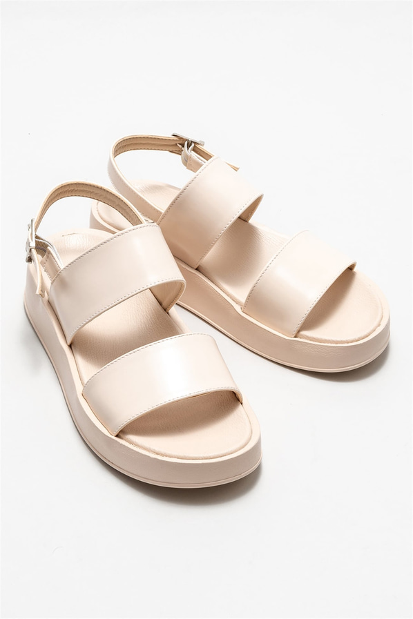 Ekru kadın sandalet - Elle Shoes