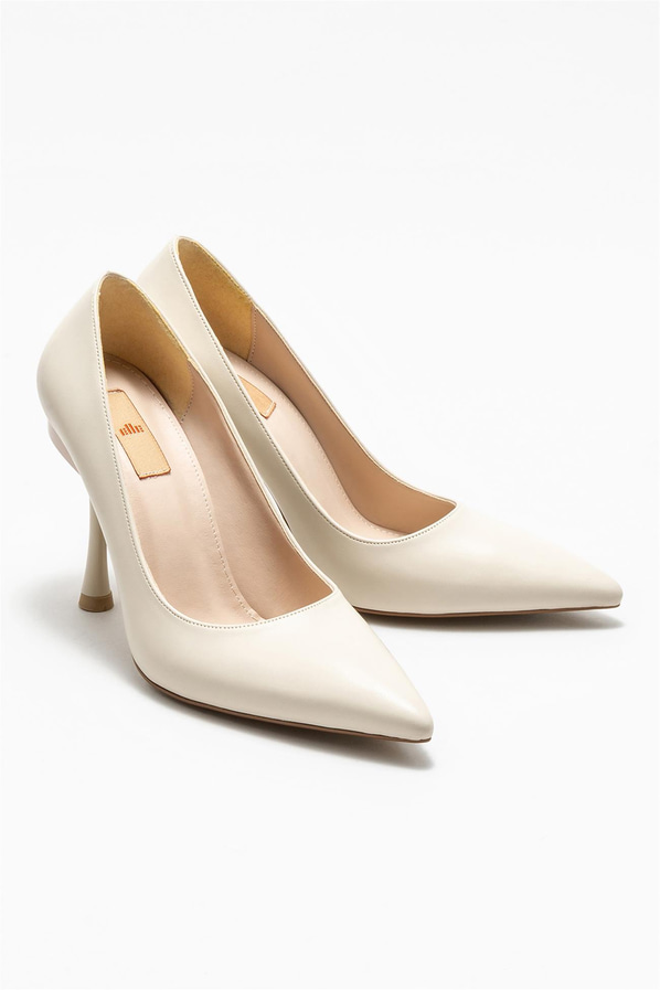 Ekru kadın stiletto - Elle Shoes