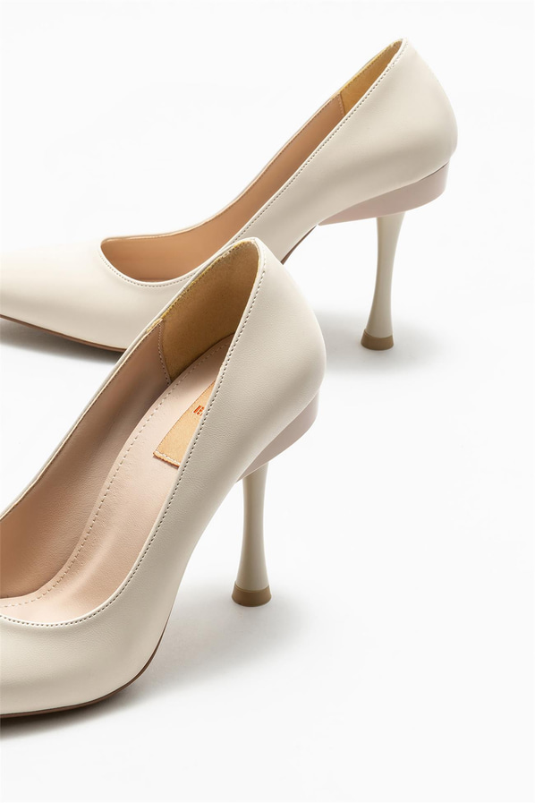 Ekru kadın stiletto - Elle Shoes