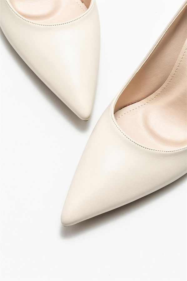 Ekru kadın stiletto - Elle Shoes