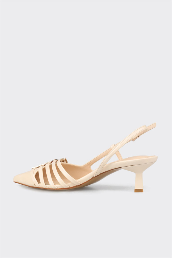 Ekru topuklu kadın ayakkabı - Elle Shoes