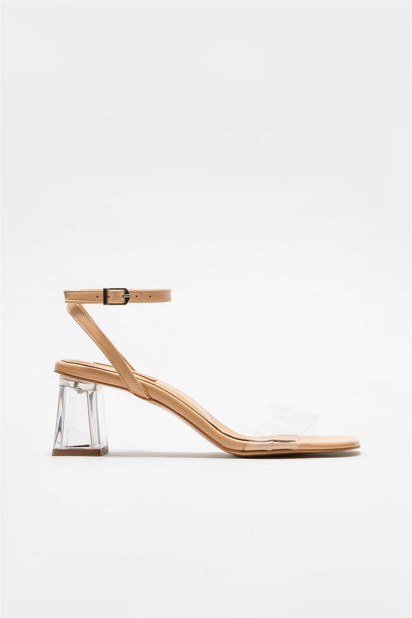Ekru Kadın Topuklu Sandalet