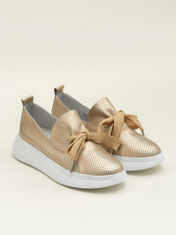 Gold deri kadın günlük ayakkabı, günlük kullanım için - Elle Shoes