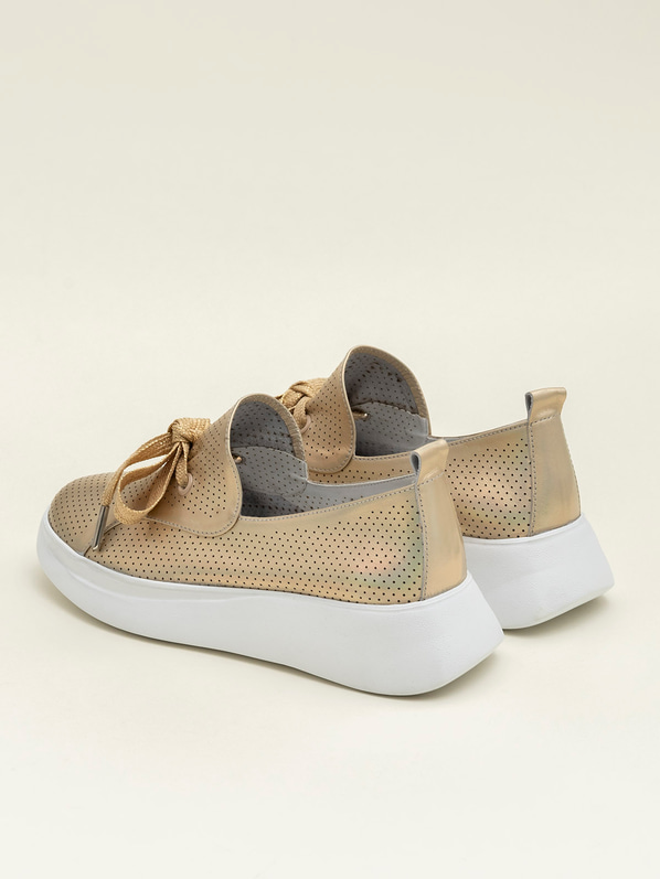 Gold deri kadın günlük ayakkabı, günlük kullanım için - Elle Shoes