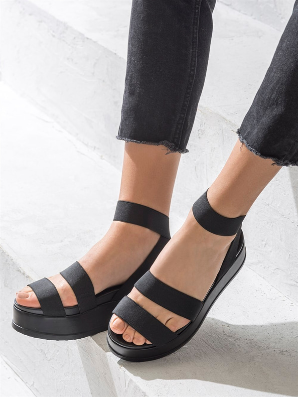 Siyah kadın sandalet - Elle Shoes
