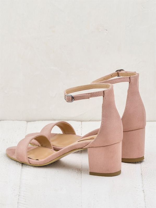 Pudra kalın topuklu kadın sandalet - Elle Shoes