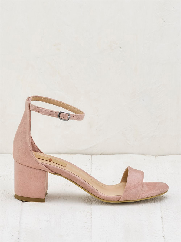 Pudra kalın topuklu kadın sandalet - Elle Shoes