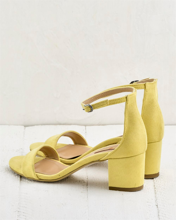 Sarı kalın topuklu kadın sandalet - Elle Shoes