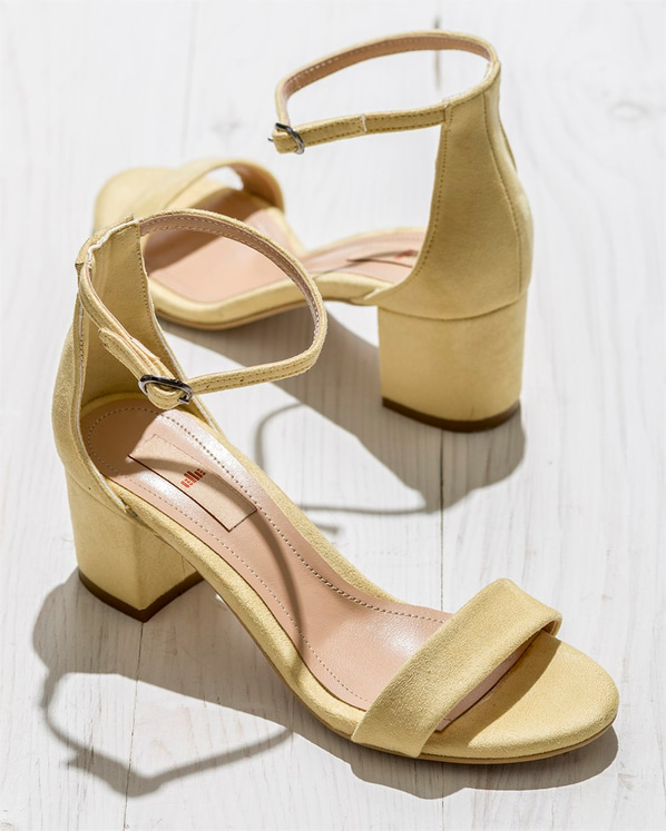 Sarı kalın topuklu kadın sandalet - Elle Shoes