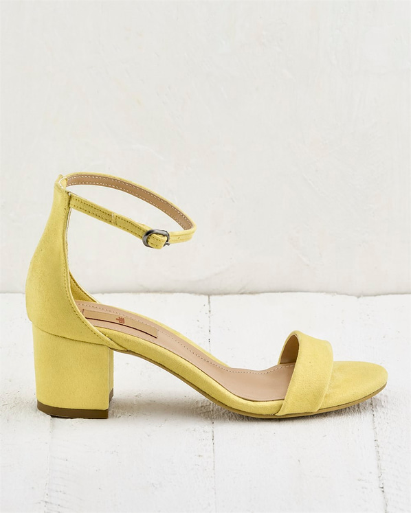 Sarı kalın topuklu kadın sandalet - Elle Shoes