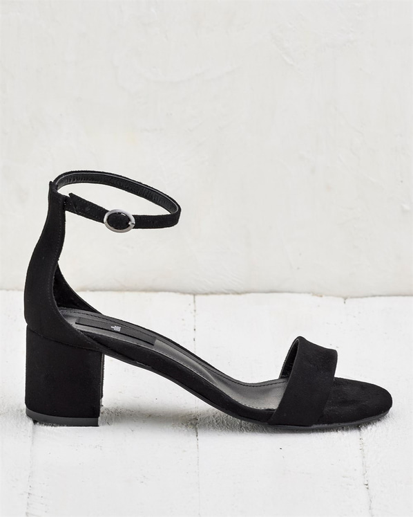 Siyah kalın topuklu kadın sandalet - Elle Shoes