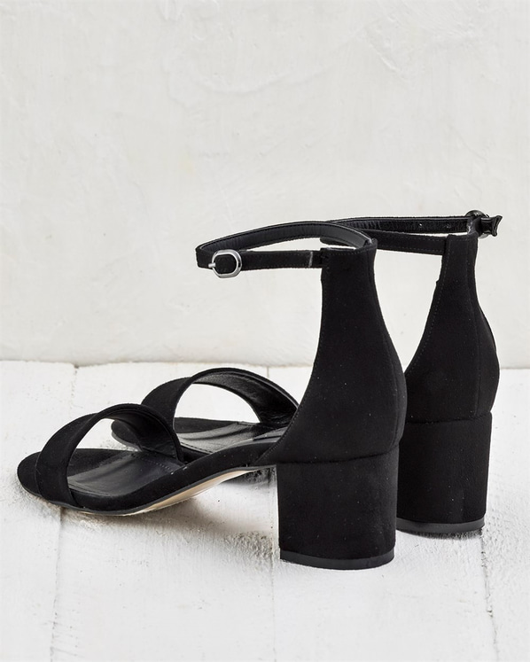 Siyah kalın topuklu kadın sandalet - Elle Shoes