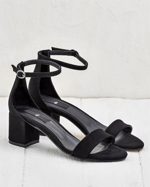 Siyah kalın topuklu kadın sandalet - Elle Shoes