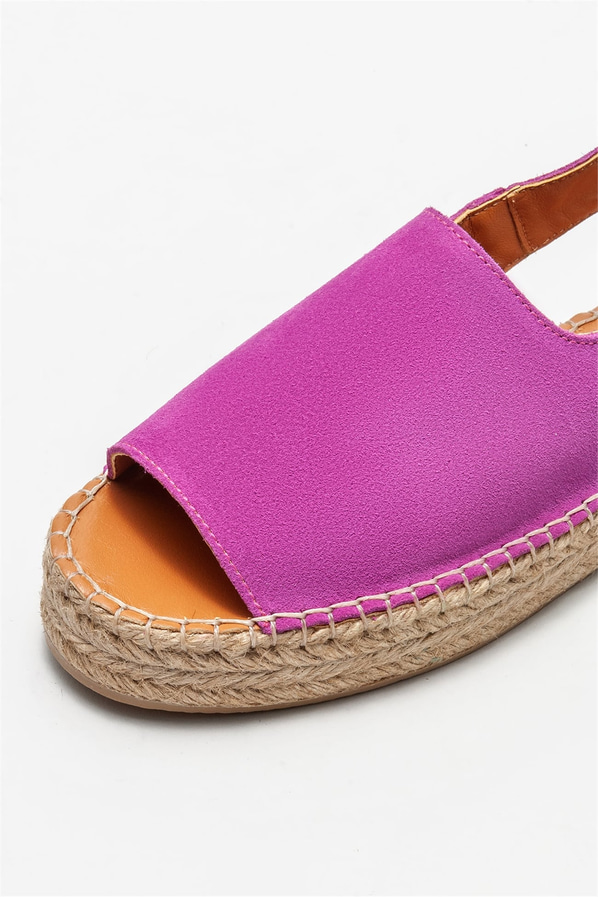 Fuşya deri kadın espadril - Elle Shoes