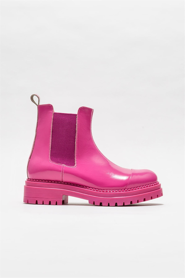 Fuşya deri kadın bot, günlük kullanım için - Elle Shoes