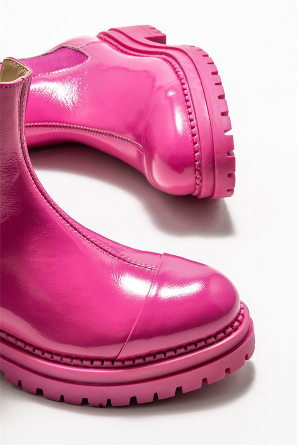 Fuşya deri kadın bot, günlük kullanım için - Elle Shoes
