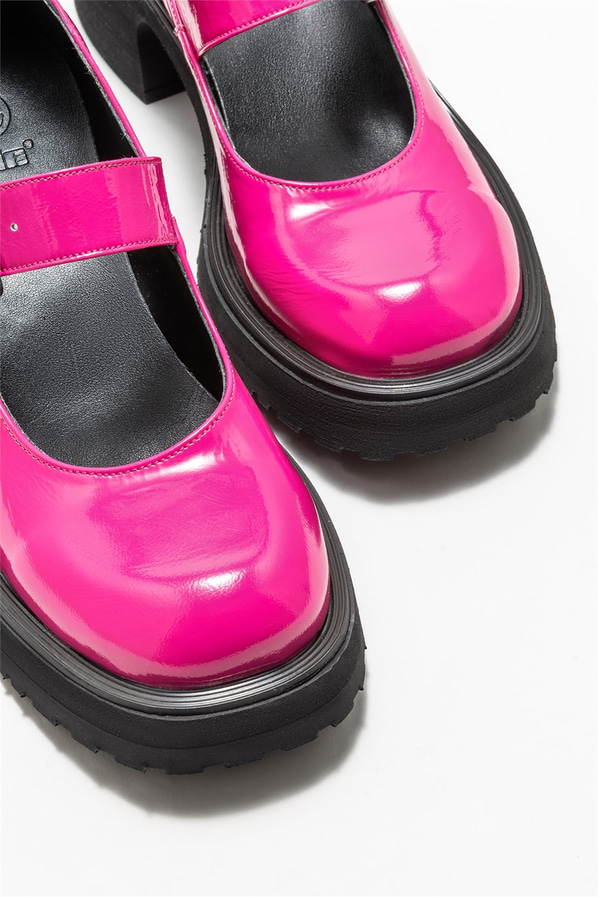 Fuşya deri topuklu kadın ayakkabı - Elle Shoes