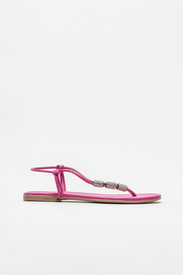 Fuşya düz kadın sandalet - Elle Shoes