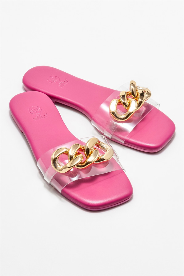 Fuşya düz kadın terlik - Elle Shoes
