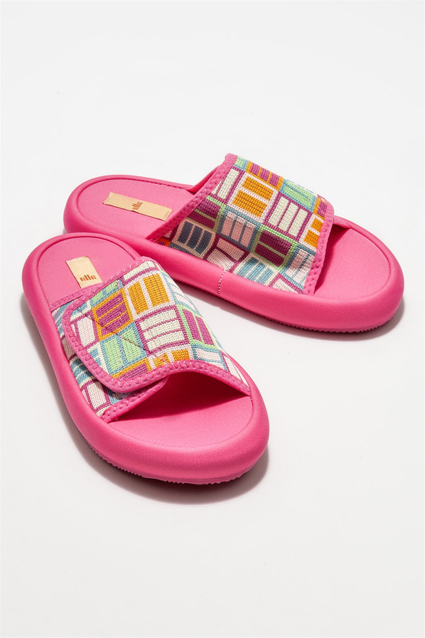 Fuşya düz kadın terlik - Elle Shoes
