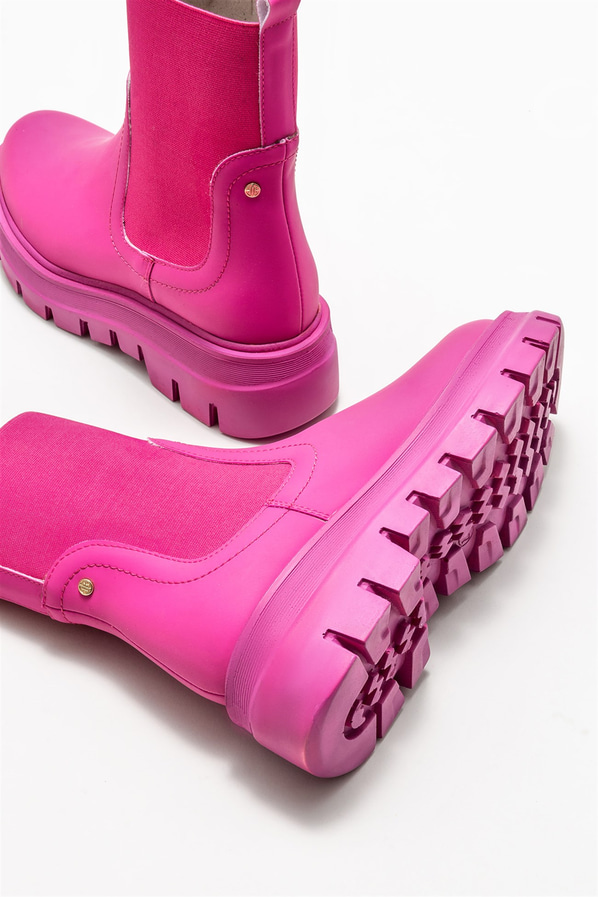 Fuşya düz kadın bot, günlük kullanım için - Elle Shoes
