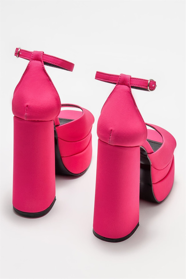 Fuşya kadın topuklu sandalet - Elle Shoes