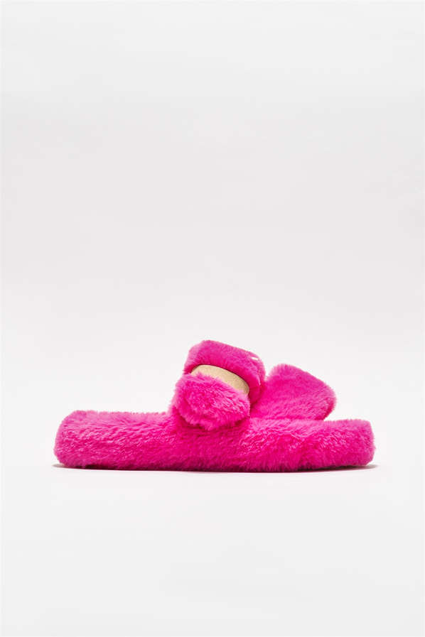 Fuşya kadın düz terlik - Elle Shoes