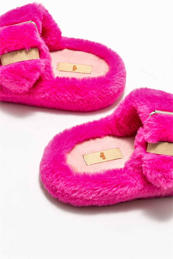 Fuşya kadın düz terlik - Elle Shoes