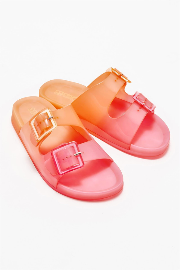Fuşya kadın düz terlik - Elle Shoes