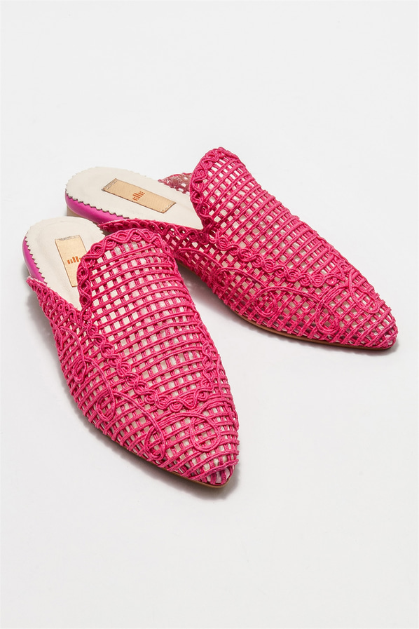 Fuşya kadın düz terlik - Elle Shoes