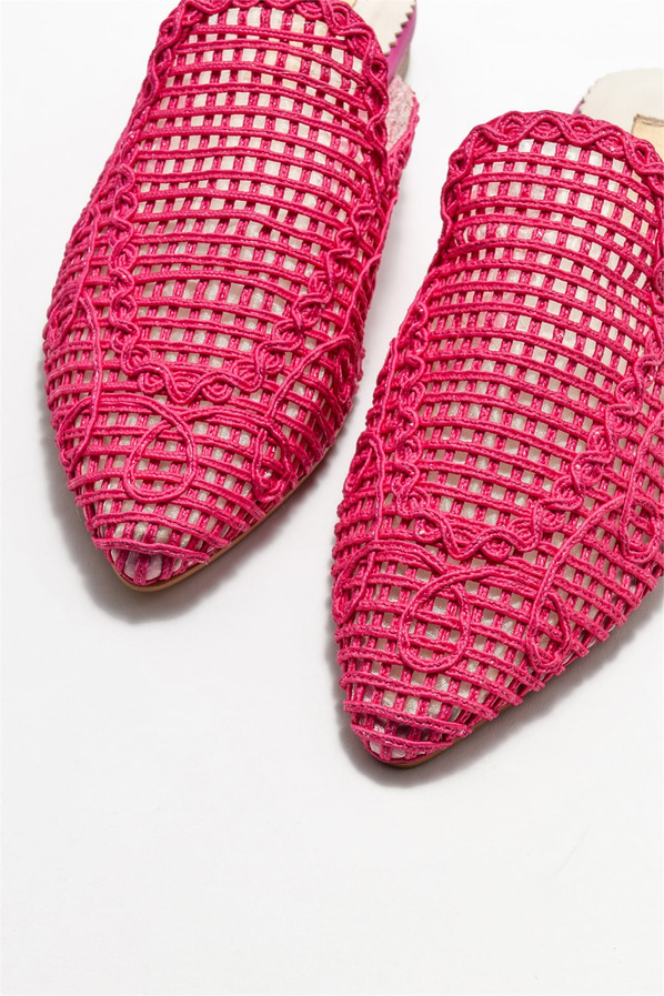 Fuşya kadın düz terlik - Elle Shoes