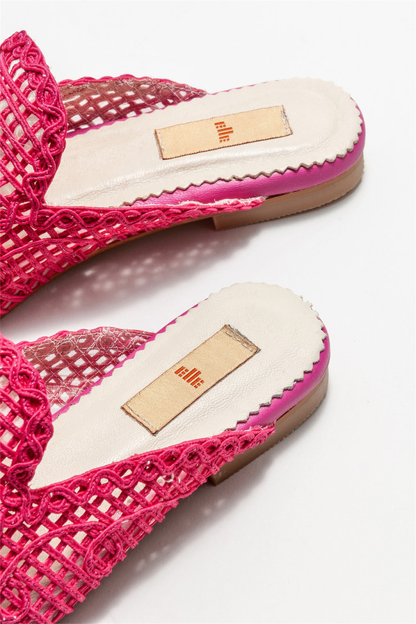 Fuşya kadın düz terlik - Elle Shoes