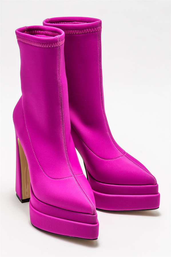 Fuşya topuklu kadın bot - Elle Shoes