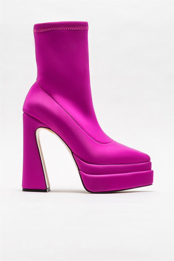 Fuşya topuklu kadın bot - Elle Shoes