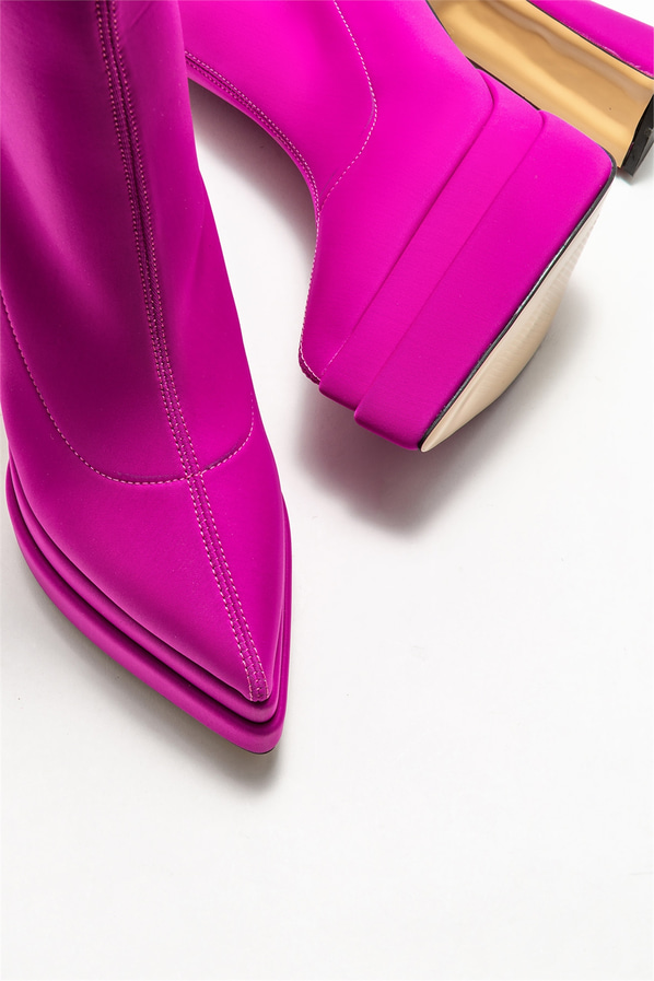Fuşya topuklu kadın bot - Elle Shoes