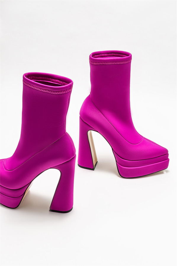 Fuşya topuklu kadın bot - Elle Shoes