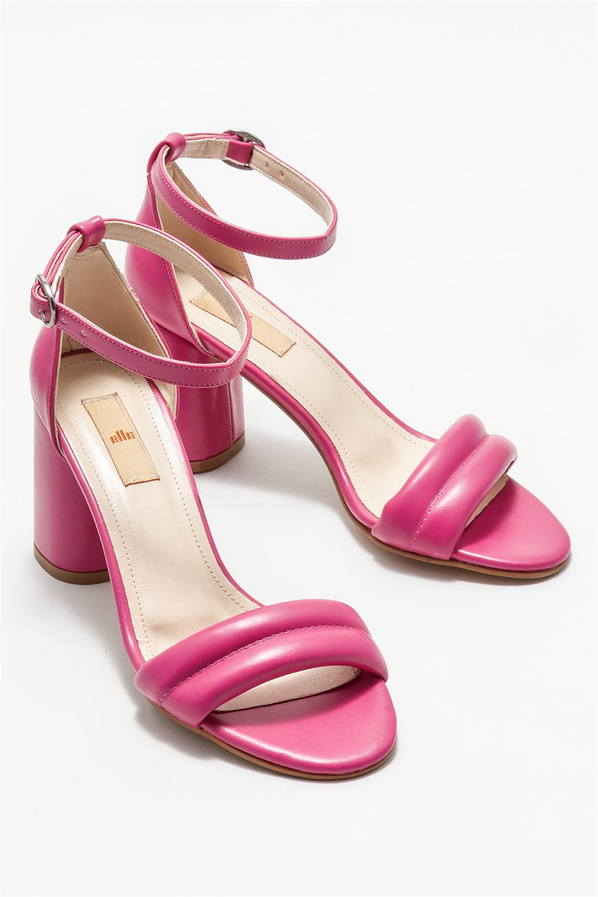 Fuşya topuklu kadın sandalet - Elle Shoes
